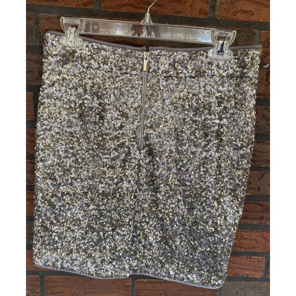 Cache Silver Sequin Skirt Size 4 Straight Pencil Party Lined Back Zipper NWT - Picture 12 of 12